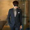 新款西服套裝男士三件套商務休閑男式西裝結婚禮服格子職業西裝