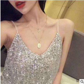 亮片吊帶背心女外穿春夏2019新款韓版性感修身內搭打底衫短款上衣