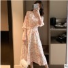 2019韓版夏天裙子仙女超仙森系V領高腰碎花連衣裙女中長款雪紡裙