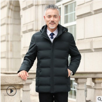 2019新款中年男士羽絨棉服冬季棉衣男裝棉襖加厚外套男中長款批發