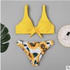 2019外貿(mào)新款泳裝亞馬遜向日葵印花分體游泳衣女歐美比基尼BIKINI