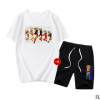 外貿夏新款火影忍者動漫短袖T恤套裝青少年情侶短褲一套一件代發