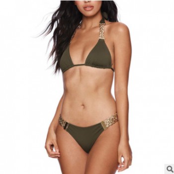 DIO14新款比基尼分體織帶高叉性感泳衣歐美跨境貨源