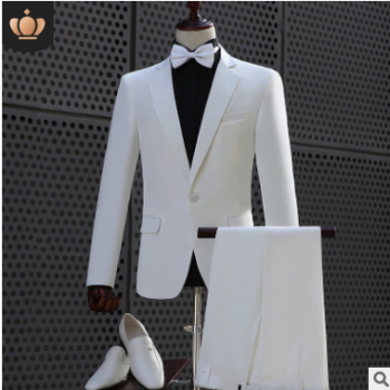 男士白色演出西服套裝西裝主持人禮服舞臺歌手成人演出合唱禮服裝
