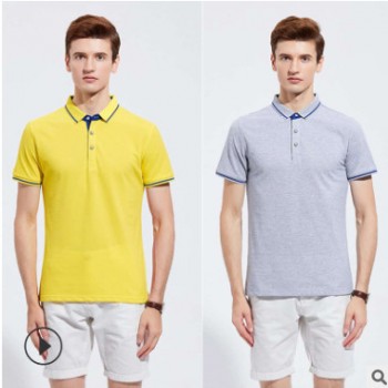 夏季男式高端商務60棉P0L0翻領t恤 定制印logo短袖廣告文化衫定做