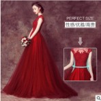 新娘結婚紅色禮服春敬酒服晚禮服長款修身時尚長款婚紗夏