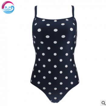 2019爆款女士三角連體泳衣黑白波點雙肩露背歐美外貿泳裝跨境夏季