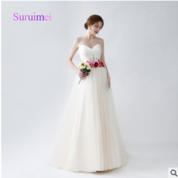 2018新款婚紗晚禮服新娘結婚長款拖地婚紗禮服齊地顯瘦定制款
