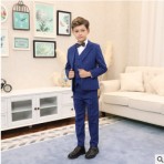 兒童小西裝套裝花童外套主持人男孩禮服大童寶寶男童西服三件套
