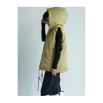 帥氣減齡拆卸大連帽加厚羽絨棉馬甲無袖外套女2019冬#MD089164-04