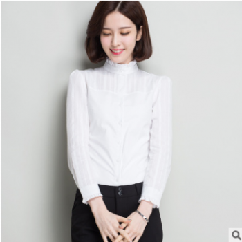 春季上衣女2019新款白襯衫長袖職業(yè)裝女純棉休閑工作服批發(fā)
