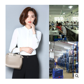 淘工廠加工定制2019女襯衫純色長袖來圖來樣 小批量