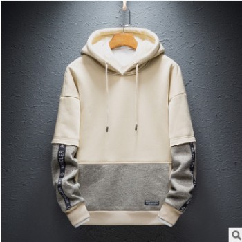 跨境新款連帽衛(wèi)衣男秋冬款跨境代發(fā)套頭保暖寬松假兩件韓版運動