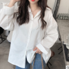 夏季韓版2019新款簡約BF風寬松中長款薄款百搭長袖防曬襯衫女學生