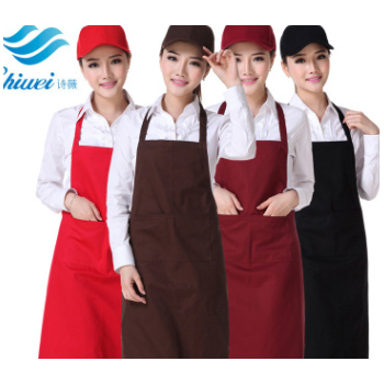 現(xiàn)貨批發(fā)定制全棉圍裙禮品圍裙掛脖工作服餐廳服務(wù)員服裝通用