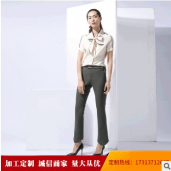 工作服廠家直銷 OL雪紡襯衫定制 職業(yè)女褲套裝上班白領辦公室工裝