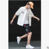 男士短袖T恤夏季韓版休閑套裝2019新款潮青少年帥氣工裝五分短褲