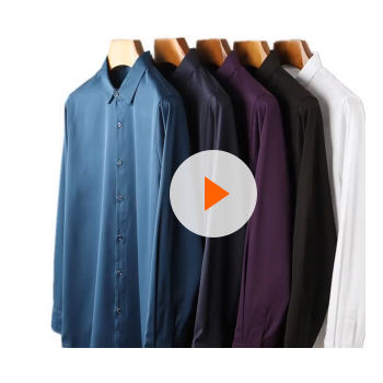 巴薩貝卡襯衫男2020春秋新款男裝男士純色長袖商務休閑桑蠶絲襯衣