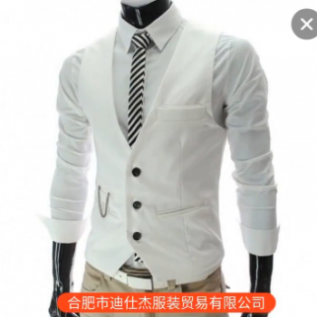 含鏈子批發供應男裝修身V領馬甲多色入新款韓版西裝馬甲免燙純色
