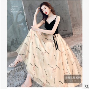 晚禮服裙女宴會(huì)優(yōu)雅洋裝2019新款小禮服顯瘦名媛主持人禮服女