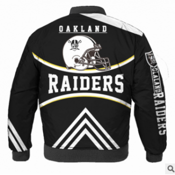 2019新款男士數碼印花NFL球隊raiders夾克飛行服 夾棉休閑男裝