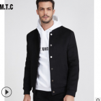 羊毛呢外套男秋冬季羊絨百搭夾克男裝中年加厚男士棒球領爸爸裝