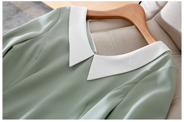 2019收腰顯瘦娃娃領中長連衣裙3