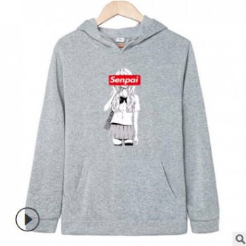 外貿韓版日系原宿senpai前輩網紅小清新加絨袋鼠兜套頭衛衣外套