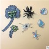 廠家新款手工釘珠海星海螺章仔布貼胸花飾品 服裝鞋帽襪補丁貼花