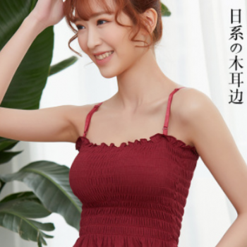 網紅打底衣2020夏季時尚百搭爆款抹胸鄒褶緊身顯瘦背心吊帶上衣女