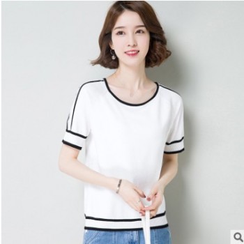 一件代發女裝夏季t恤2020套頭新款韓版時尚圓領寬松大碼白色t恤
