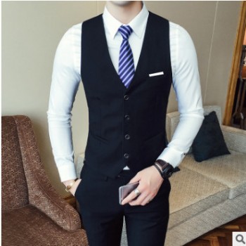 男西服馬甲套裝三件套伴郎服新郎結婚男禮服商務修身兄弟裝