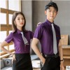 一件代發(fā)男女同款職業(yè)襯衫短袖免燙襯衣銀行4S店工裝可定制LOGO夏