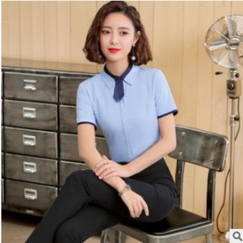 2019春季時尚OL氣質韓版開衫翻領修身型文員裝女式職業襯衫工作服