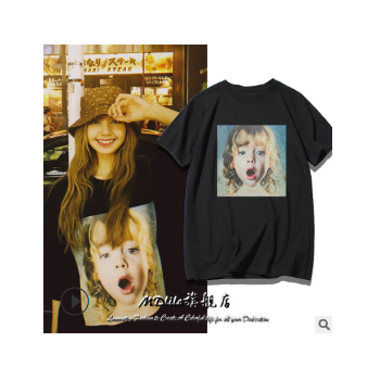 lisa青春有你2同款短袖Blackpink組合ins潮牌韓版寬松純棉T恤男女