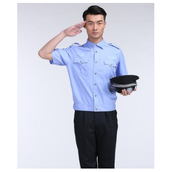 夏季服短袖襯衣藍色男安保制服工作服物業(yè)小區(qū)新式保安服裝