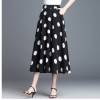 時尚氣質大波點雪紡半身裙女2019年夏款高腰顯瘦a字裙子大擺蓬潮