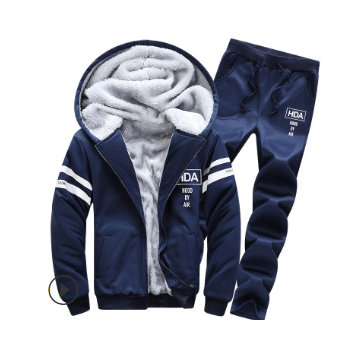 男士運動衛衣套裝連帽加絨加厚男式外套一件代發