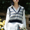 薇頌 小香風針織馬甲外搭2020秋季新款韓版寬松V領小眾背心女