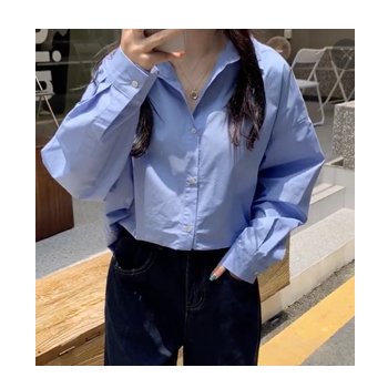 薇頌 2020秋季新款港風(fēng)襯衫女百搭單排扣寬松長袖氣質(zhì)防曬襯衣