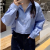 薇頌 2020秋季新款港風襯衫女百搭單排扣寬松長袖氣質防曬襯衣