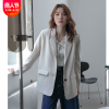 薇頌 純色翻領休閑西裝女2020秋裝新款韓版薄款單排扣開衫外套女