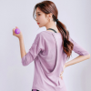 長袖瑜伽服女圓領速干t寬松顯瘦中袖健身服批發戶外美背跑步上衣