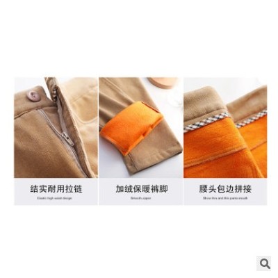 跨境條絨直筒褲女 秋冬新款韓版純色長(zhǎng)褲加厚高腰顯瘦休閑褲女士