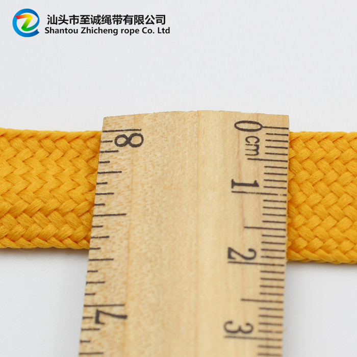 ** 滌綸黃色48股編織帶 2CM扁形腰帶 衛衣帽子抽繩 服裝輔料
