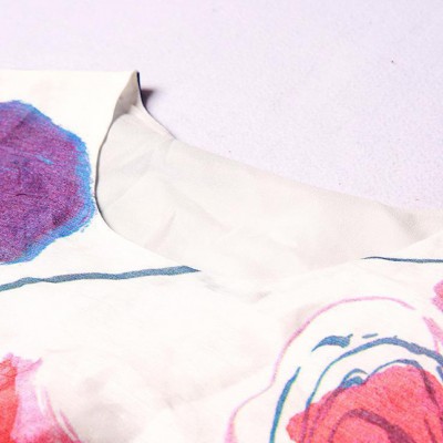 深圳南油品牌代理棉麻女裝新歐洲站夏季水墨玫瑰印花連衣裙501