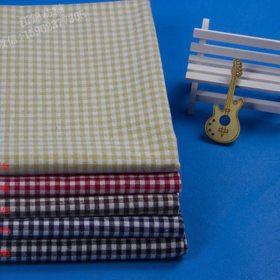 直銷 麻棉 棉麻 小格子 混紡 色織 面料 現貨 質量保障