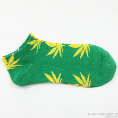 外貿拼色HUF麻葉襪子超酷情侶原宿風潮襪 個性純棉街頭襪