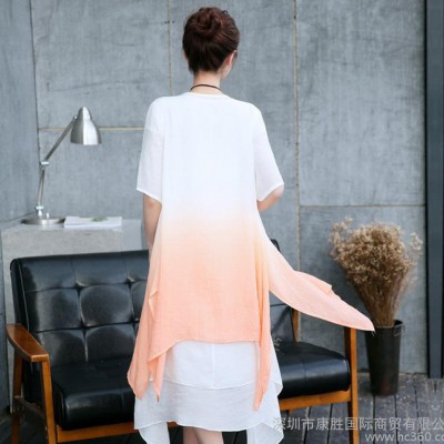 2016夏季新款亞麻連衣裙時尚中長開衫休閑女韓版棉麻兩件套