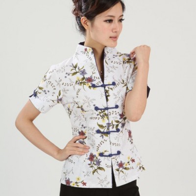 特賣棉麻女式短袖上衣唐裝  夏裝  3215-09